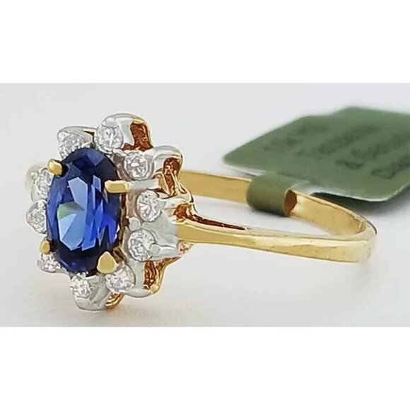 AAA Tanzanite 0.68 Cts & Genuine Diamond Ring 10k Solid Gold - Picture 2 of 5